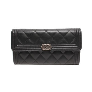 Chanel long wallet Coco mark Boy Chanel caviar skin Wallet